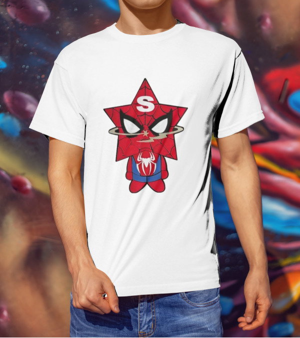 Star Character With Superhero Web Icon And Red Suit T-Shirt