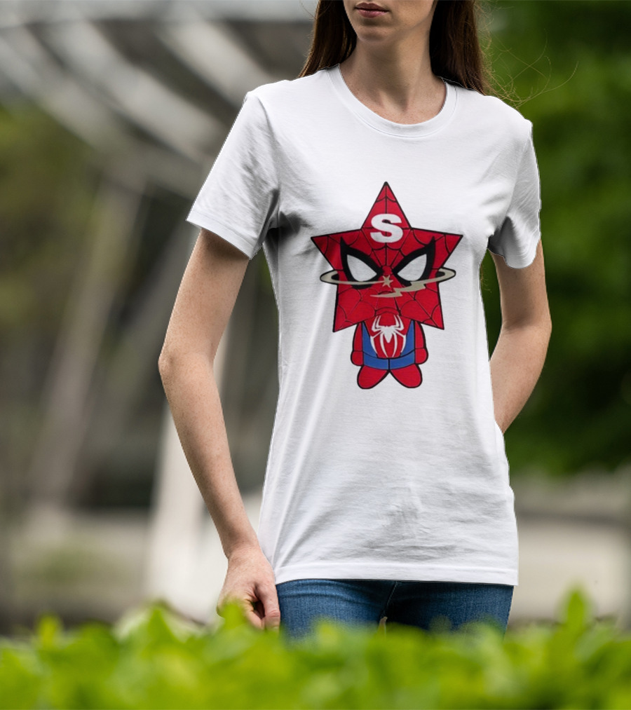 Star Character With Superhero Web Icon And Red Suit T-Shirt