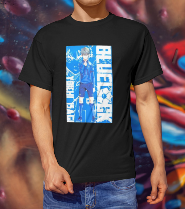 Blue Lock Isagi Yoichi Anime Soccer Character Bold Blue T-Shirt