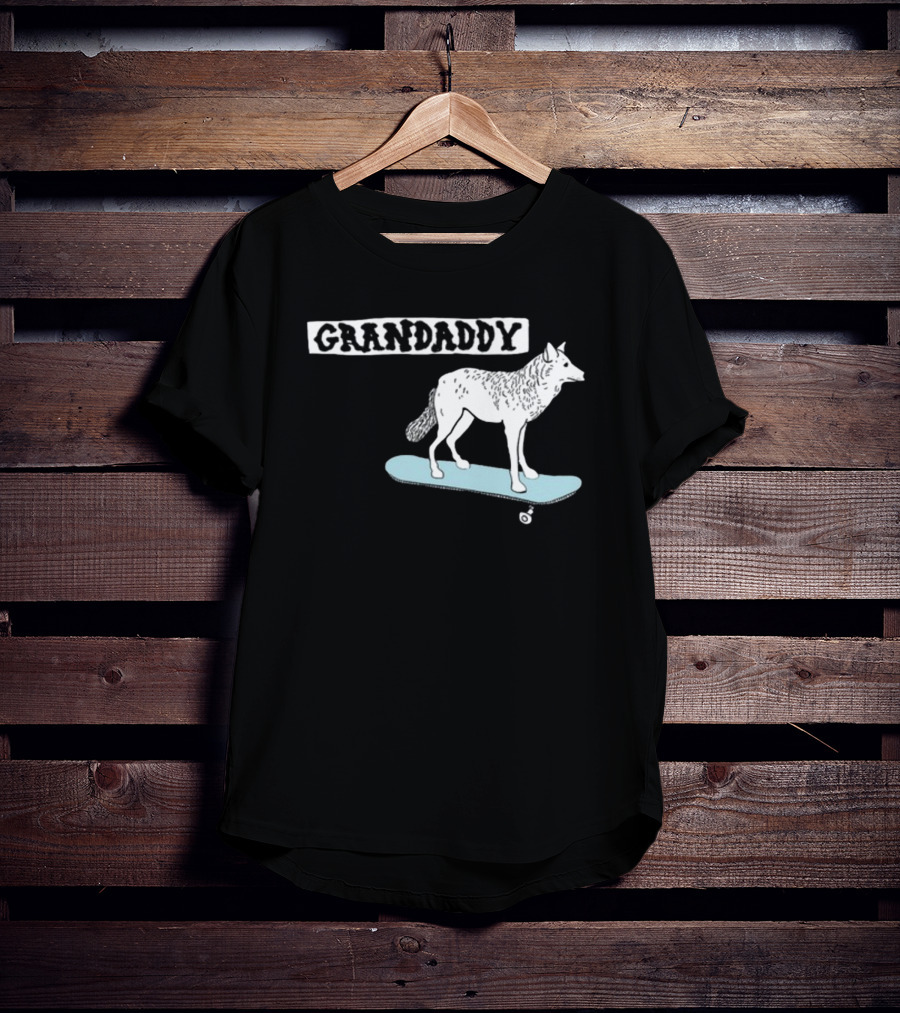 Grandaddy Wolf On Skateboard Blu Wav T-Shirt