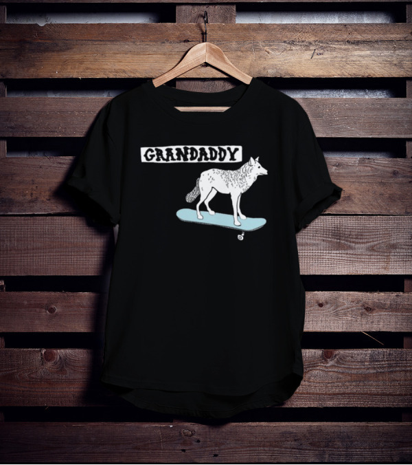 Grandaddy Wolf On Skateboard Blu Wav T-Shirt