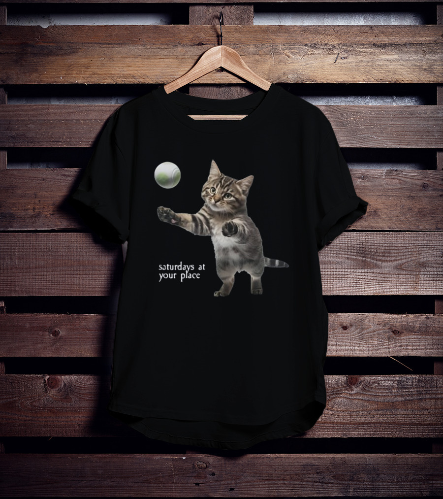 No Sleep Records Cat Playing Tennis Ball Saturdays At Your Place T-Shirt