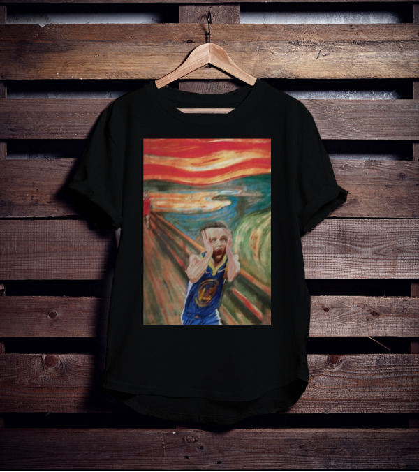 Curry The Scream Basketball Star Meets Iconic Painting Fusion T-Shirt