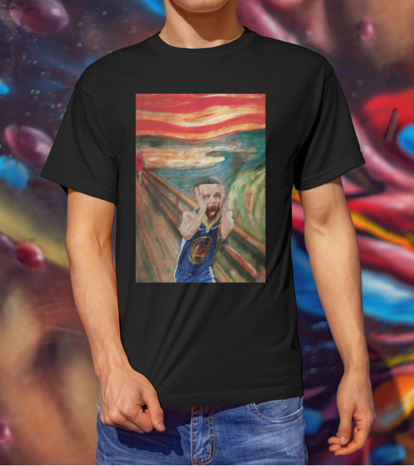 Curry The Scream Basketball Star Meets Iconic Painting Fusion T-Shirt