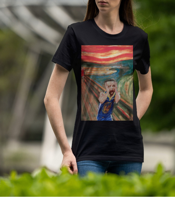 Curry The Scream Basketball Star Meets Iconic Painting Fusion T-Shirt