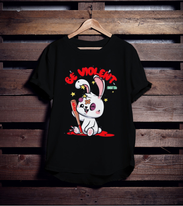 Be Violent Combat Club Rabbit With Bat T-Shirt