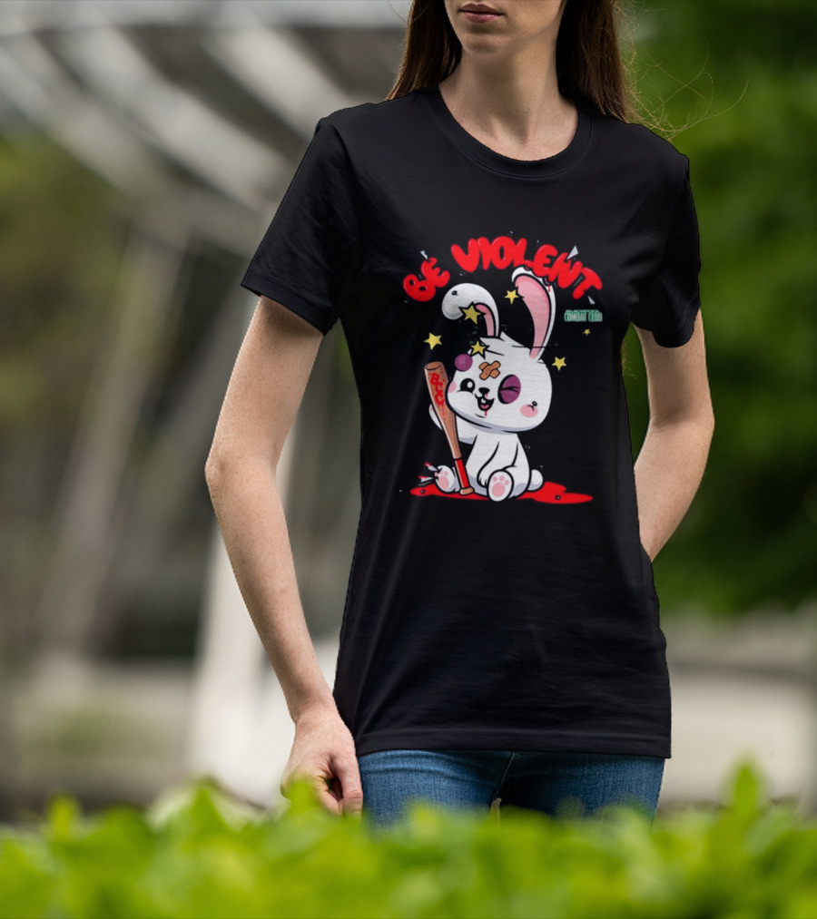 Be Violent Combat Club Rabbit With Bat T-Shirt