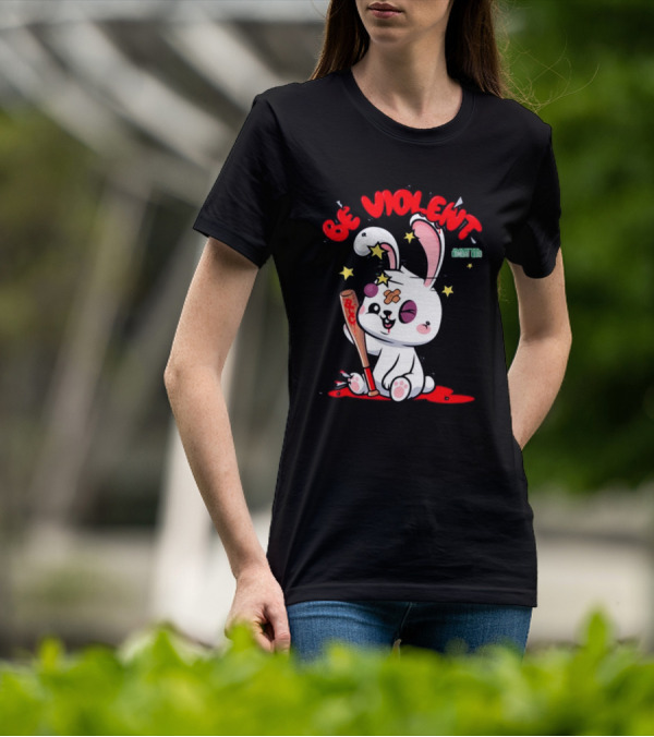 Be Violent Combat Club Rabbit With Bat T-Shirt