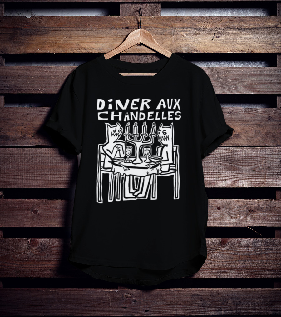 Iskream5 Diner Aux Chandelles Candlelit Dinner With Cat Creatures T-Shirt