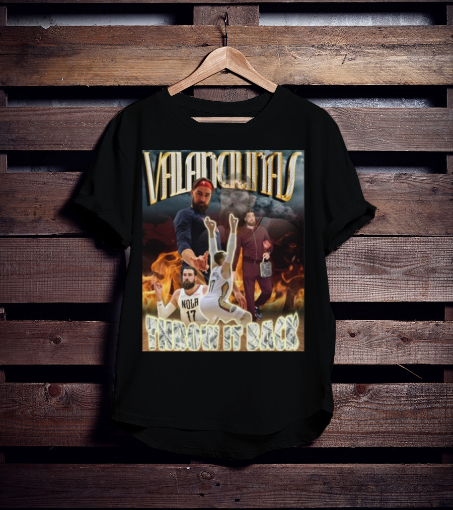 Valanciunas Throw It Back NOLA 17 Basketball Flames T-Shirt