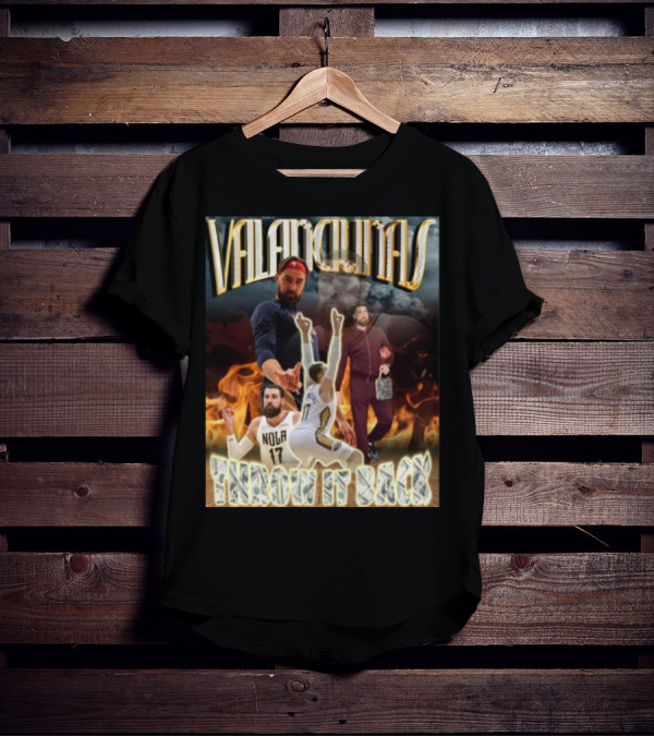 Valanciunas Throw It Back NOLA 17 Basketball Flames T-Shirt