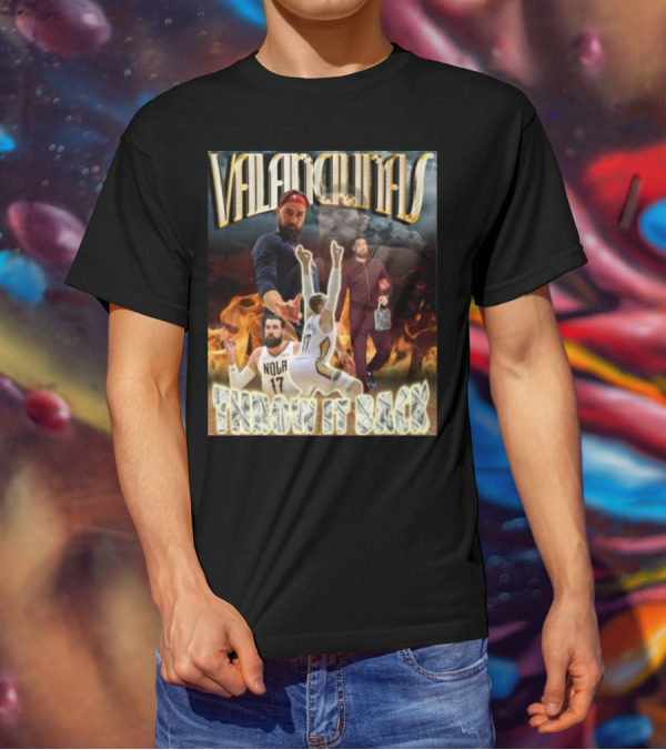 Valanciunas Throw It Back NOLA 17 Basketball Flames T-Shirt