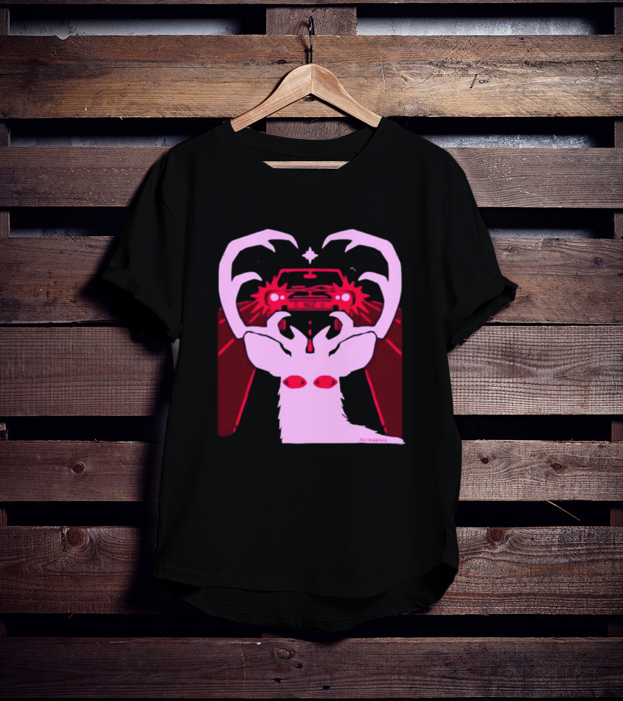 Eyes On The Back Of My Head Stagsbane Pink Deer Antlers Car Red Taillights T-Shirt