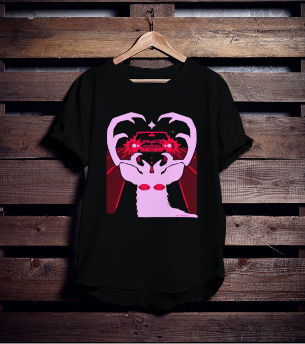 Eyes On The Back Of My Head Stagsbane Pink Deer Antlers Car Red Taillights T-Shirt