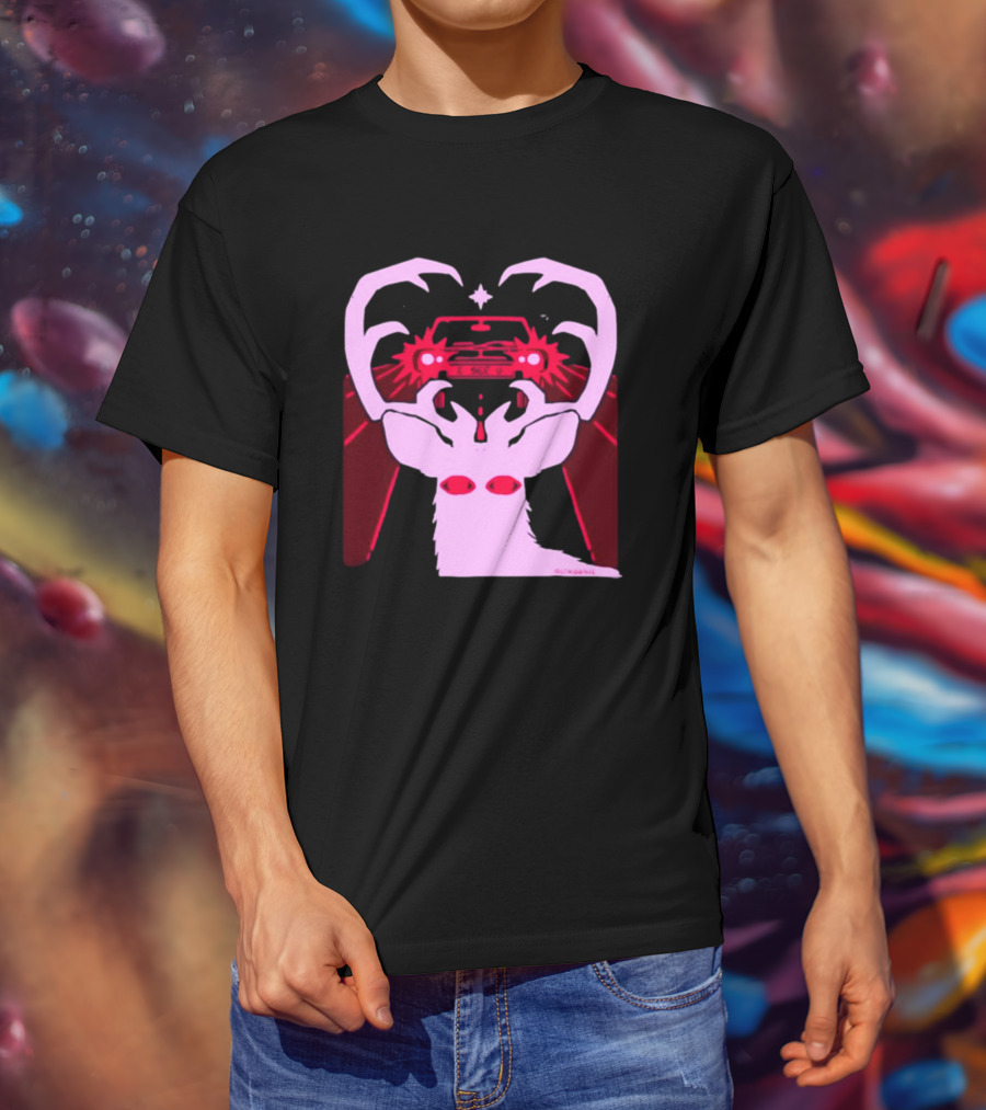 Eyes On The Back Of My Head Stagsbane Pink Deer Antlers Car Red Taillights T-Shirt