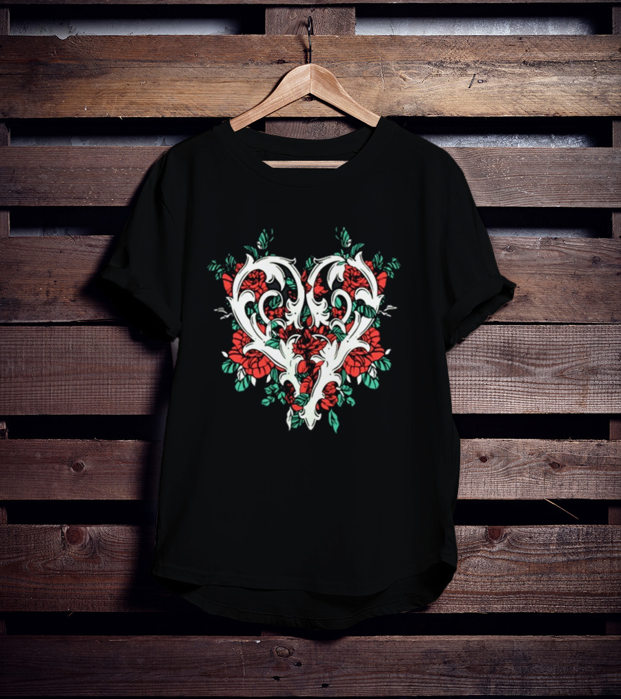 Ricky Olson Gothic Floral Heart T-Shirt