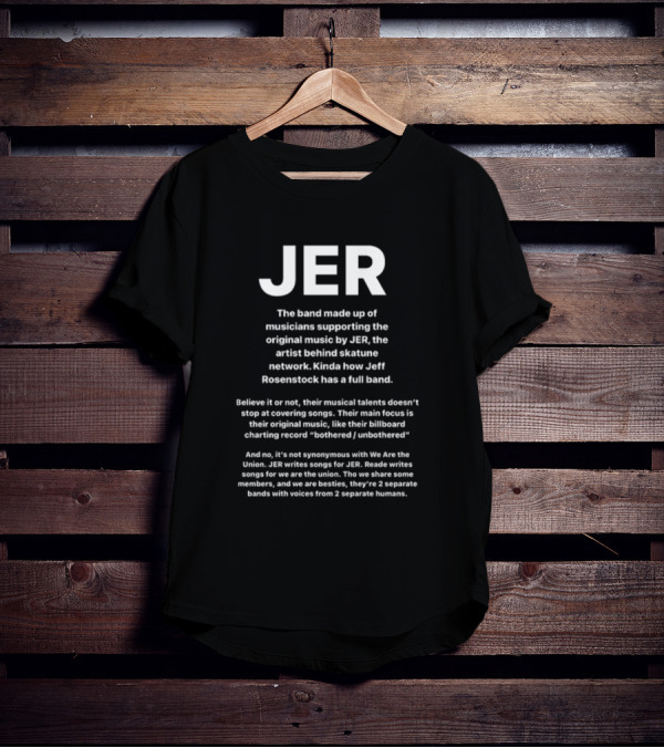 JER Skatunenetwork Band Supporting Original Music By JER Artist Behind Skatune Network Jeff Rosenstock Full Band T-Shirt