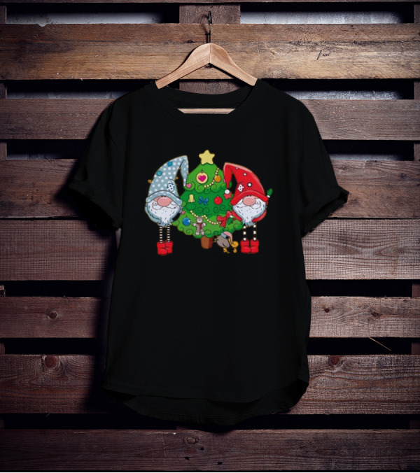 Christmas Gnomes With Festive Tree Ornaments T-Shirt