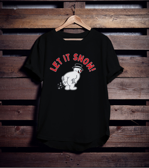Let It Snow Snowman With Top Hat Fun T-Shirt
