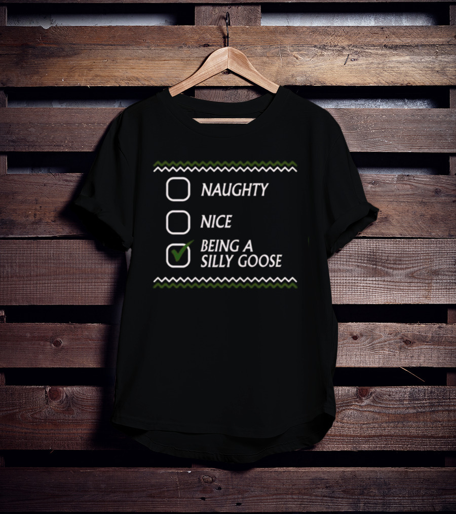 Naughty Nice Being A Silly Goose Checked T-Shirt
