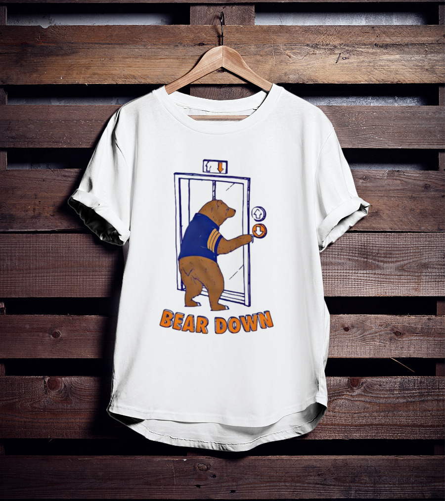 Bear Down Bear In Blue Jersey Pressing Elevator Button T-Shirt