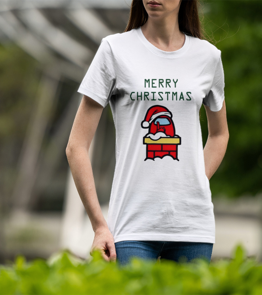 Among Us Santa Red Merry Christmas Chimney Crewmate T-Shirt