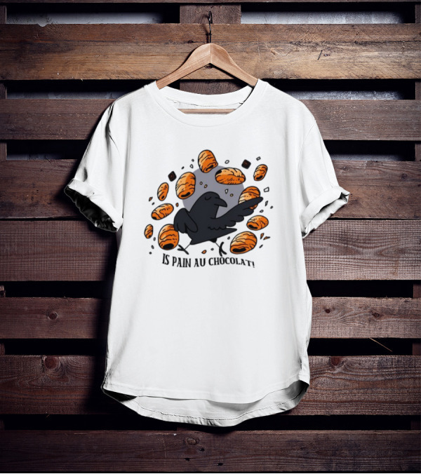 Bird Surrounded By Pain Au Chocolat Pastries T-Shirt