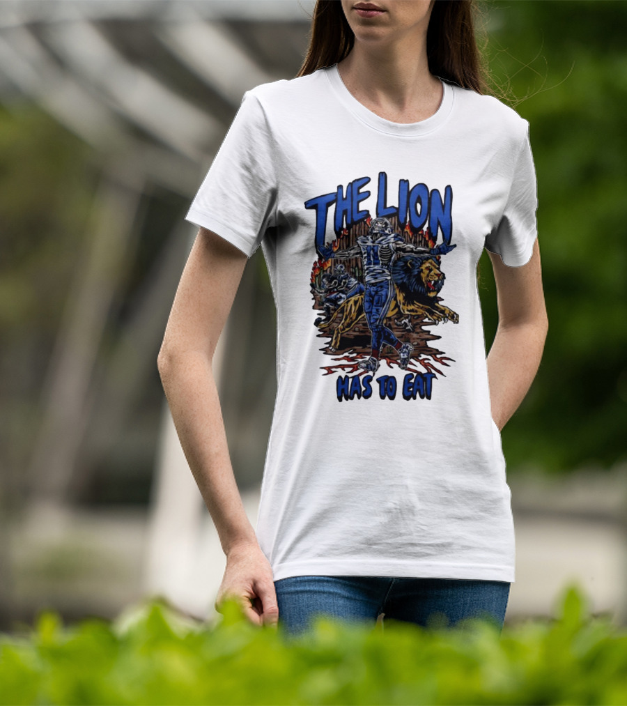 The Lion Has To Eat Retros Themed Football Warrior T-Shirt