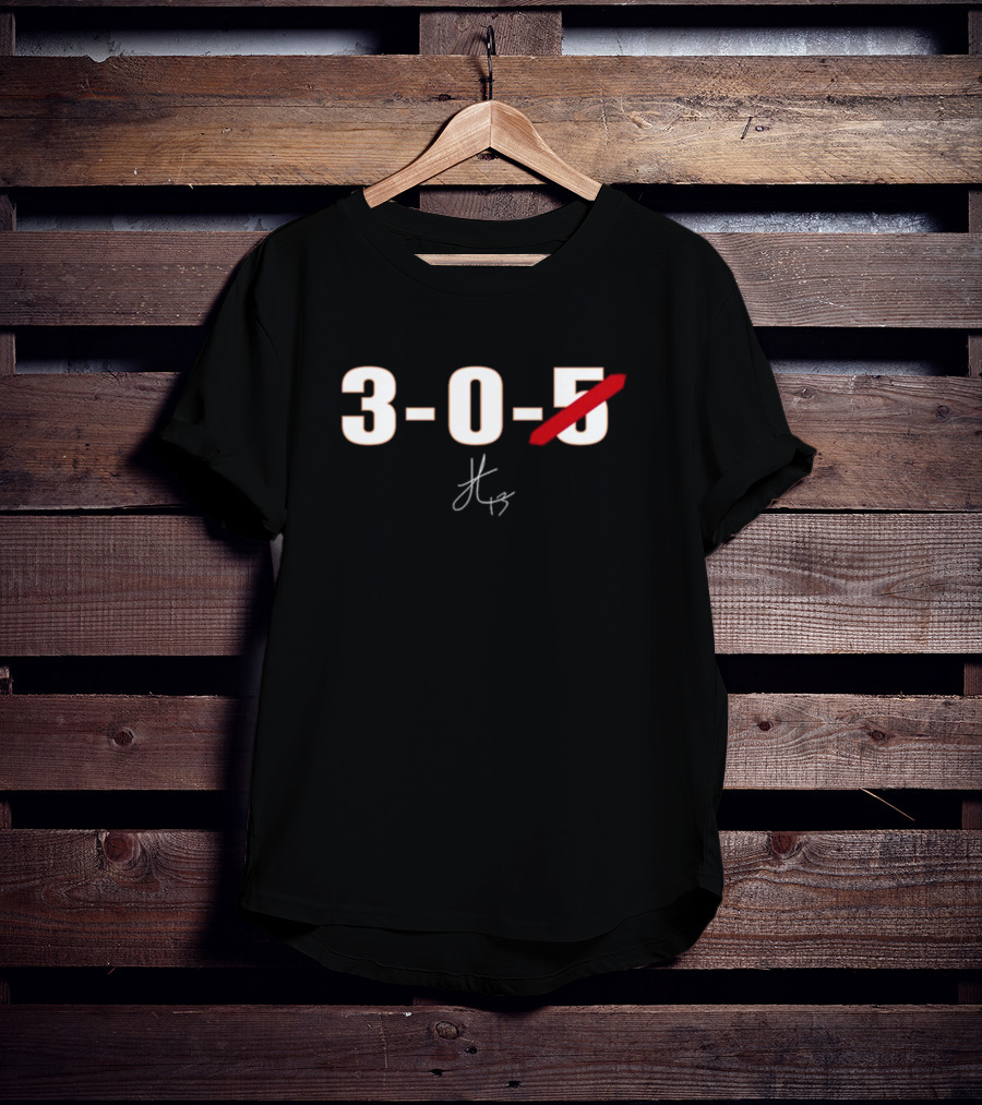 Jordan Travis 3-0-5 Signature Red Strike Through T-Shirt