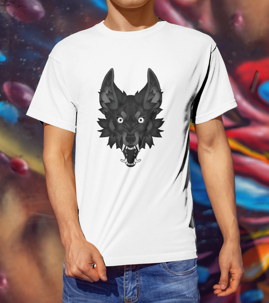Snarling Wolf Head Monochrome T-Shirt
