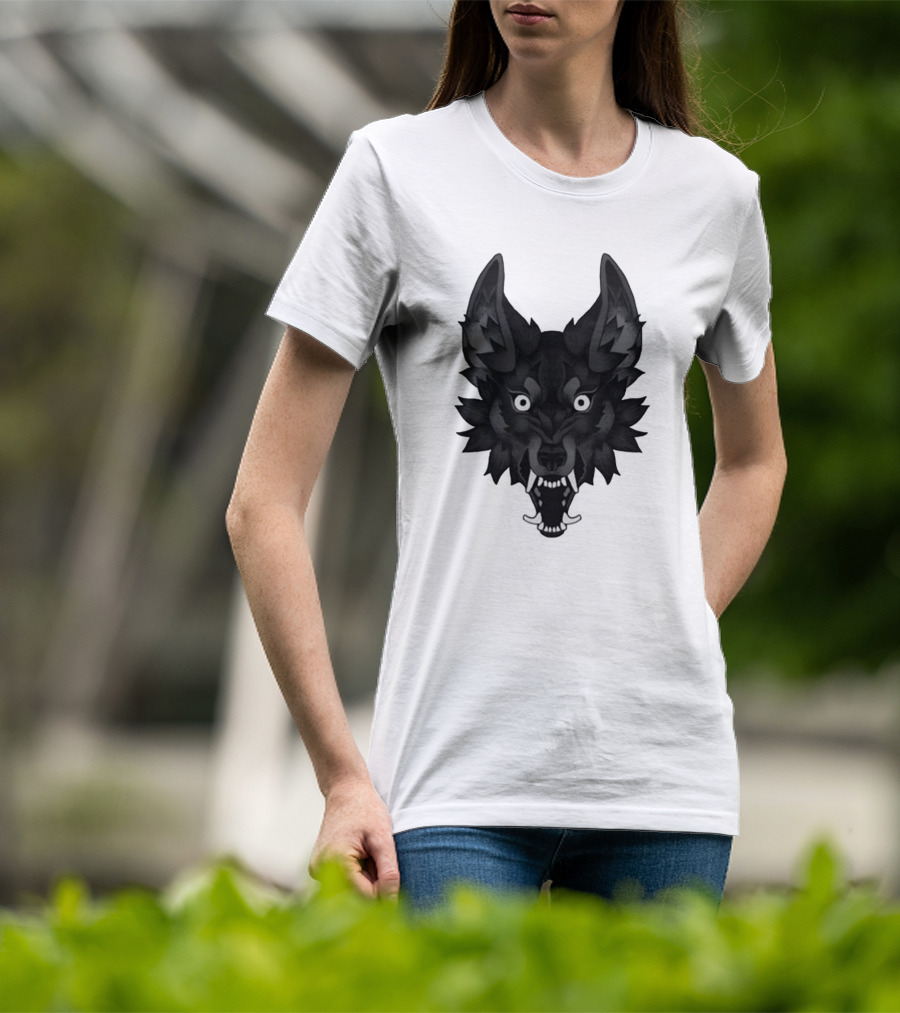 Snarling Wolf Head Monochrome T-Shirt