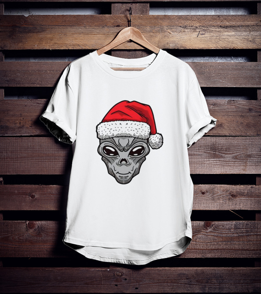 Xmas Santa Hat Alien Christmas T-Shirt