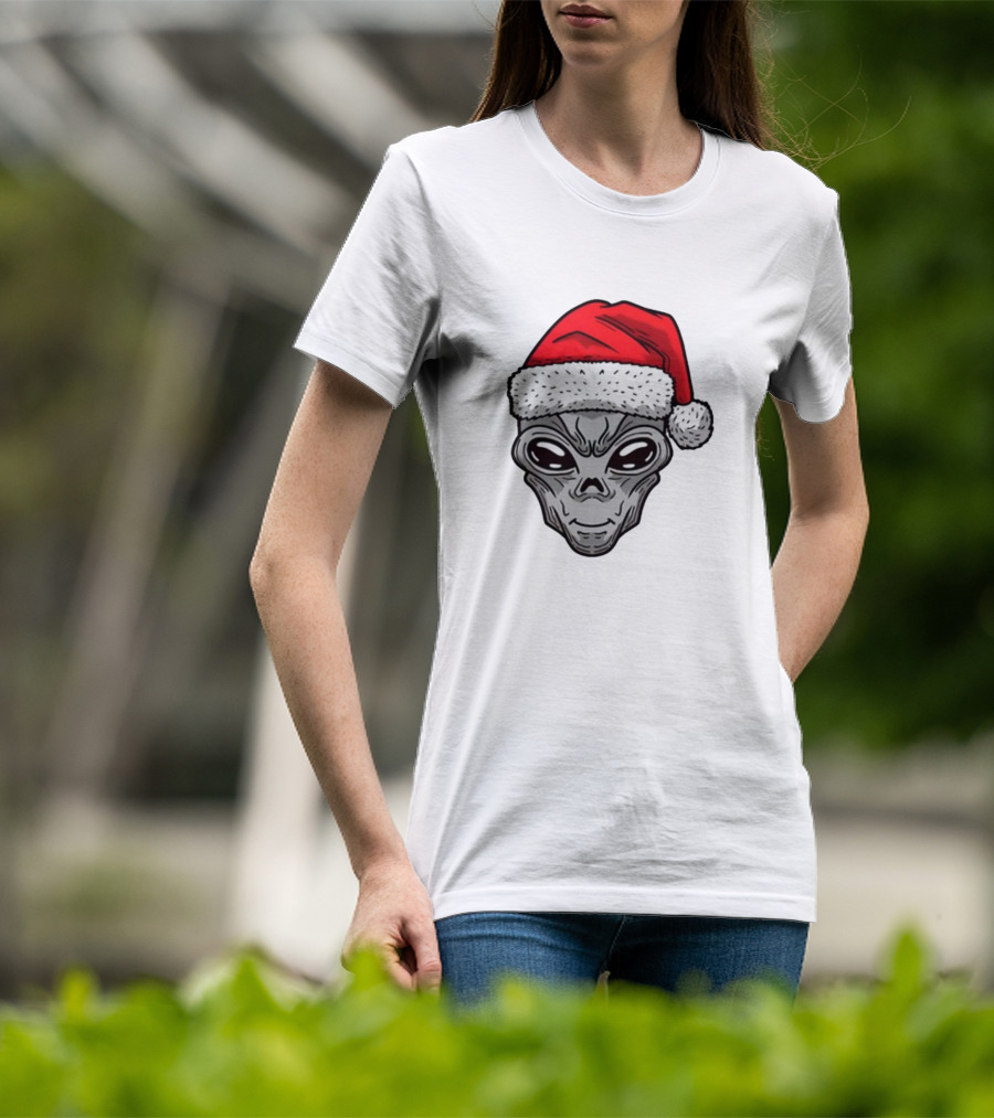 Xmas Santa Hat Alien Christmas T-Shirt