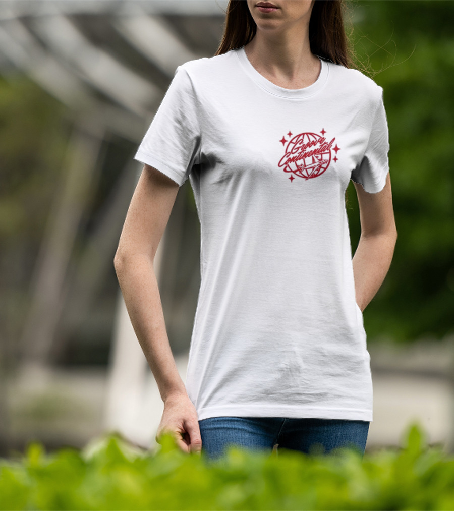 Yung Bae Groove Continental Red Globe Graphic With Stars T-Shirt