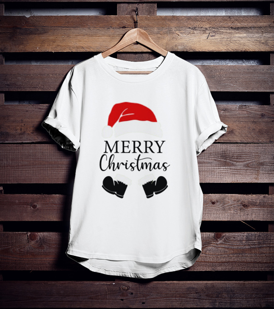 Merry Christmas Santa Hat And Boots Svg T-Shirt