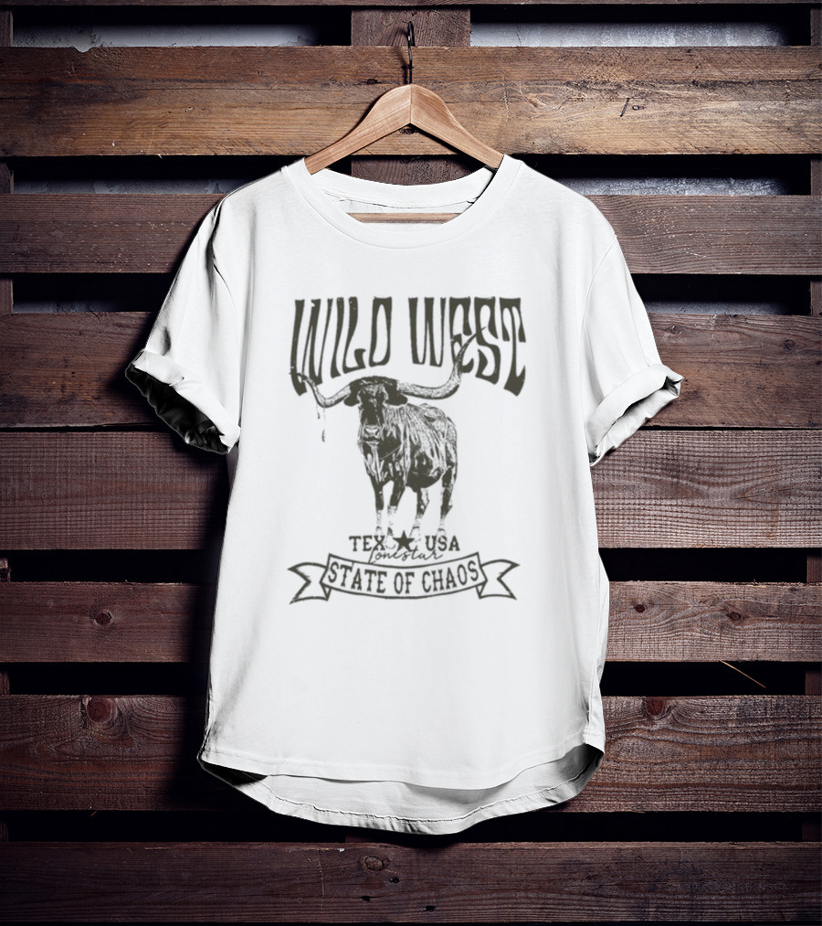 Wild West Texas USA State Of Chaos Longhorn T-Shirt