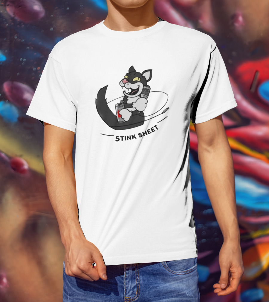 Podcast Psy Op Division Cat With Microphone And Spray Can Stink Sheet T-Shirt