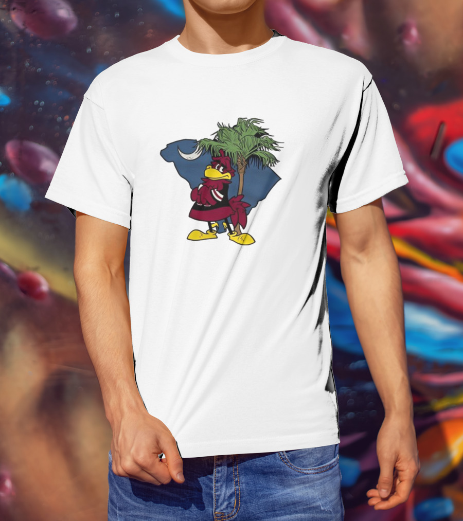 South Carolina Gamecock With Palmetto And Crescent Moon T-Shirt