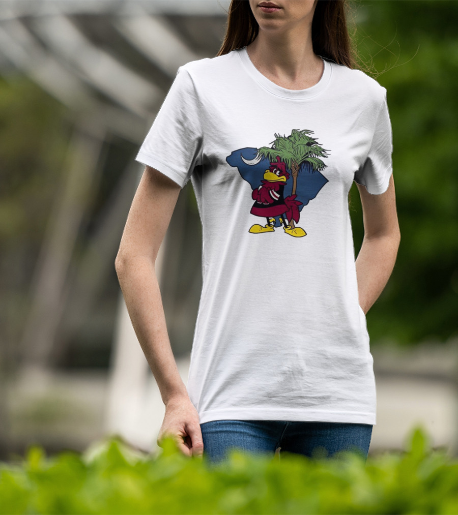 South Carolina Gamecock With Palmetto And Crescent Moon T-Shirt