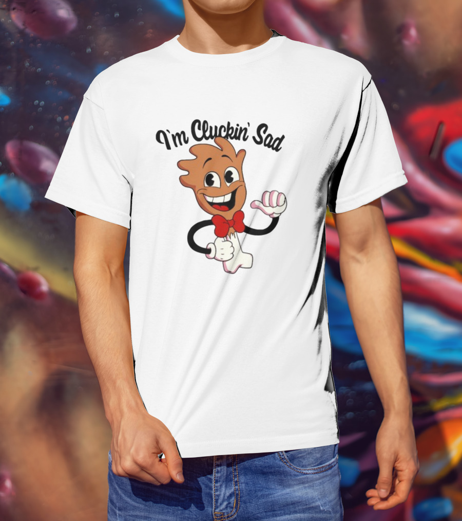 I'm Cluckin' Sad Cartoon Drumstick Character Bow Tie T-Shirt