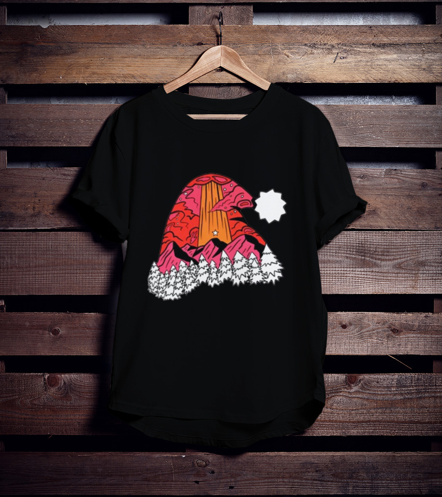 Home Free Texas Hill Christmas Santa Hat Mountain Scene T-Shirt