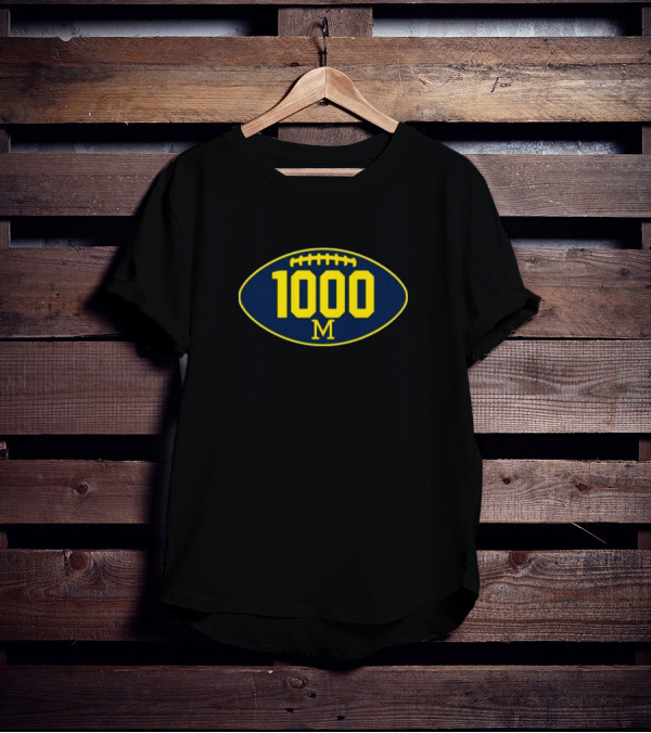 Mden Michigan 1000 Wins Football M Logo Oval T-Shirt