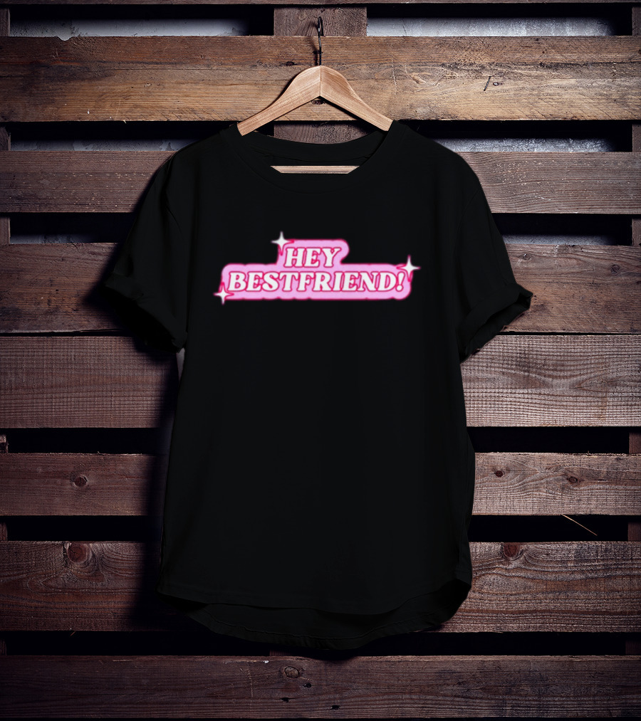 Alana Lintao Hey Bestfriend Pink Sparkle Text T-Shirt
