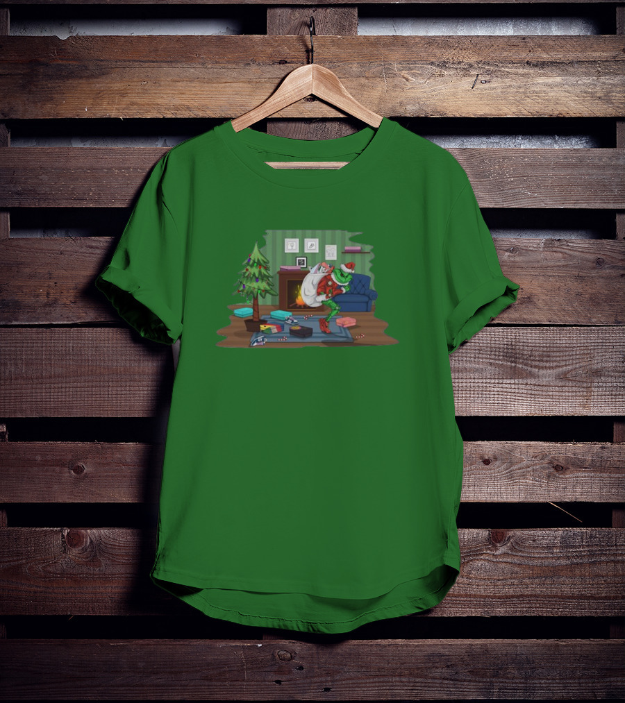 How The Grinch Stole Sneakers Stealing Colorful Boxes By Christmas Tree T-Shirt