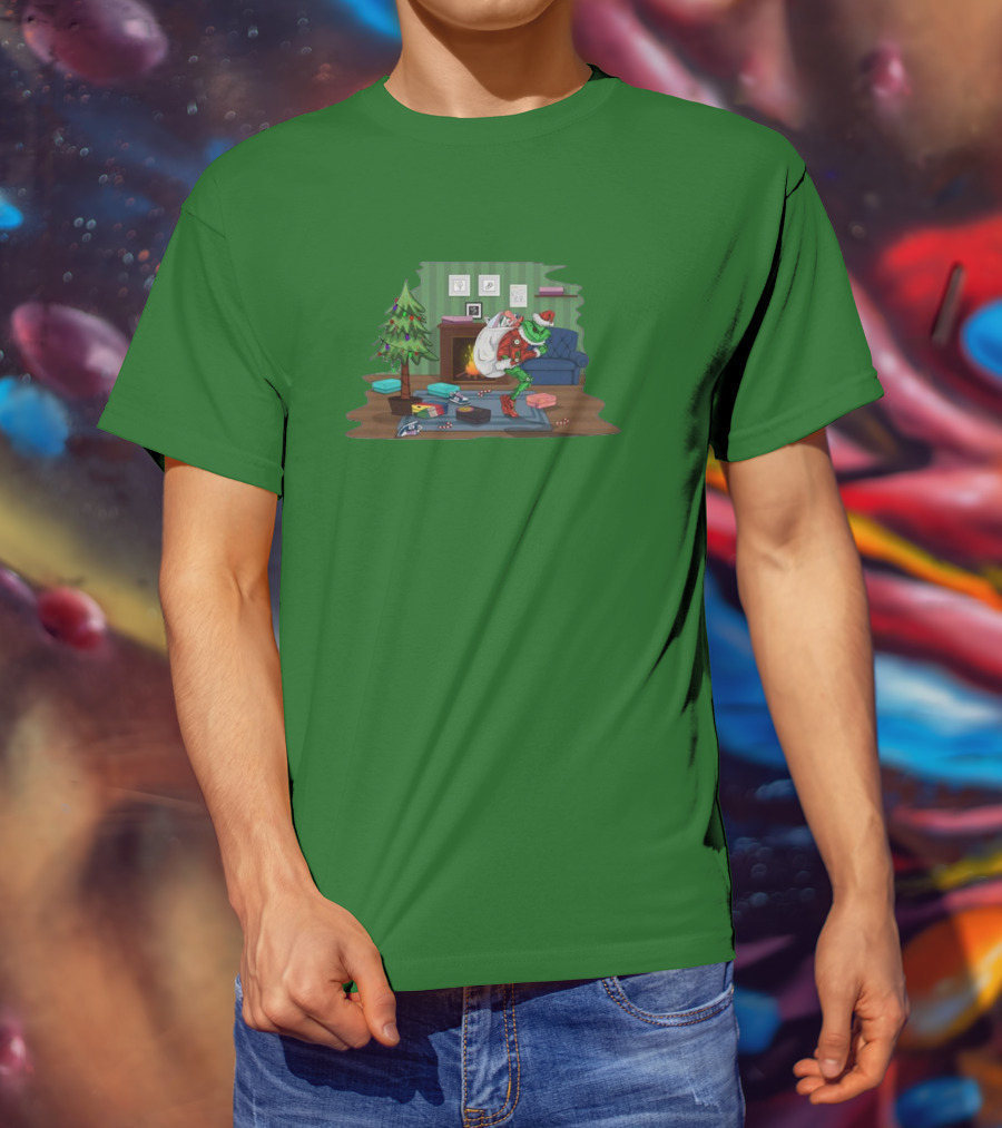 How The Grinch Stole Sneakers Stealing Colorful Boxes By Christmas Tree T-Shirt