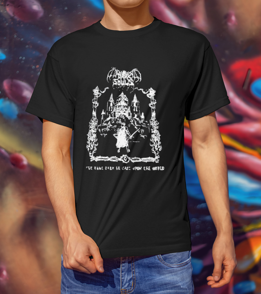 Demon's Souls The True Dark Be Cast Upon Cre World Castle Warrior Scene T-Shirt
