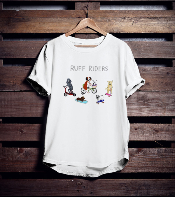 RUFF RIDERS Poodles Boxers Bulldogs Skateboards Scooters Bicycles T-Shirt
