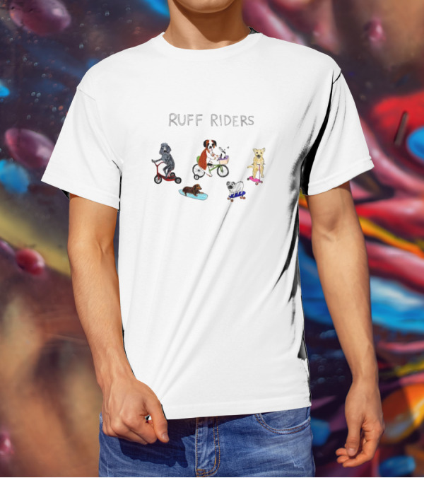 RUFF RIDERS Poodles Boxers Bulldogs Skateboards Scooters Bicycles T-Shirt