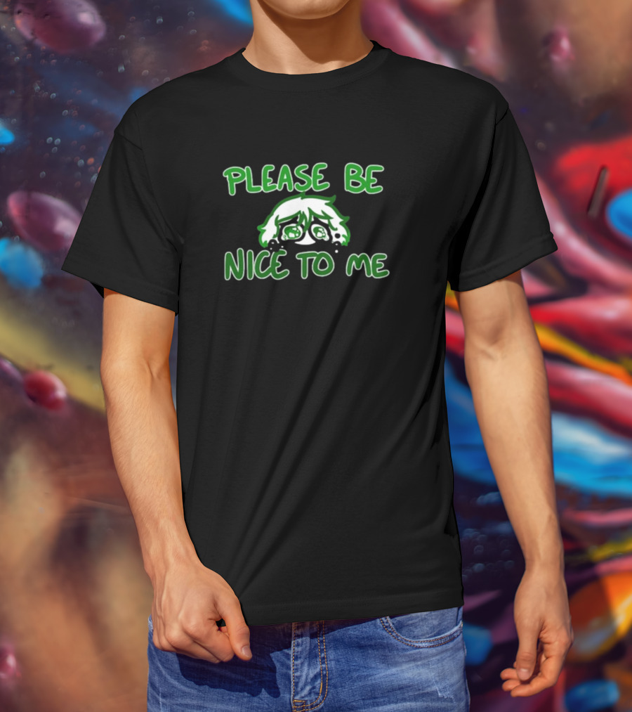 Saucer-Eyed Sadboi Please Be Nice To Me Crying Face T-Shirt