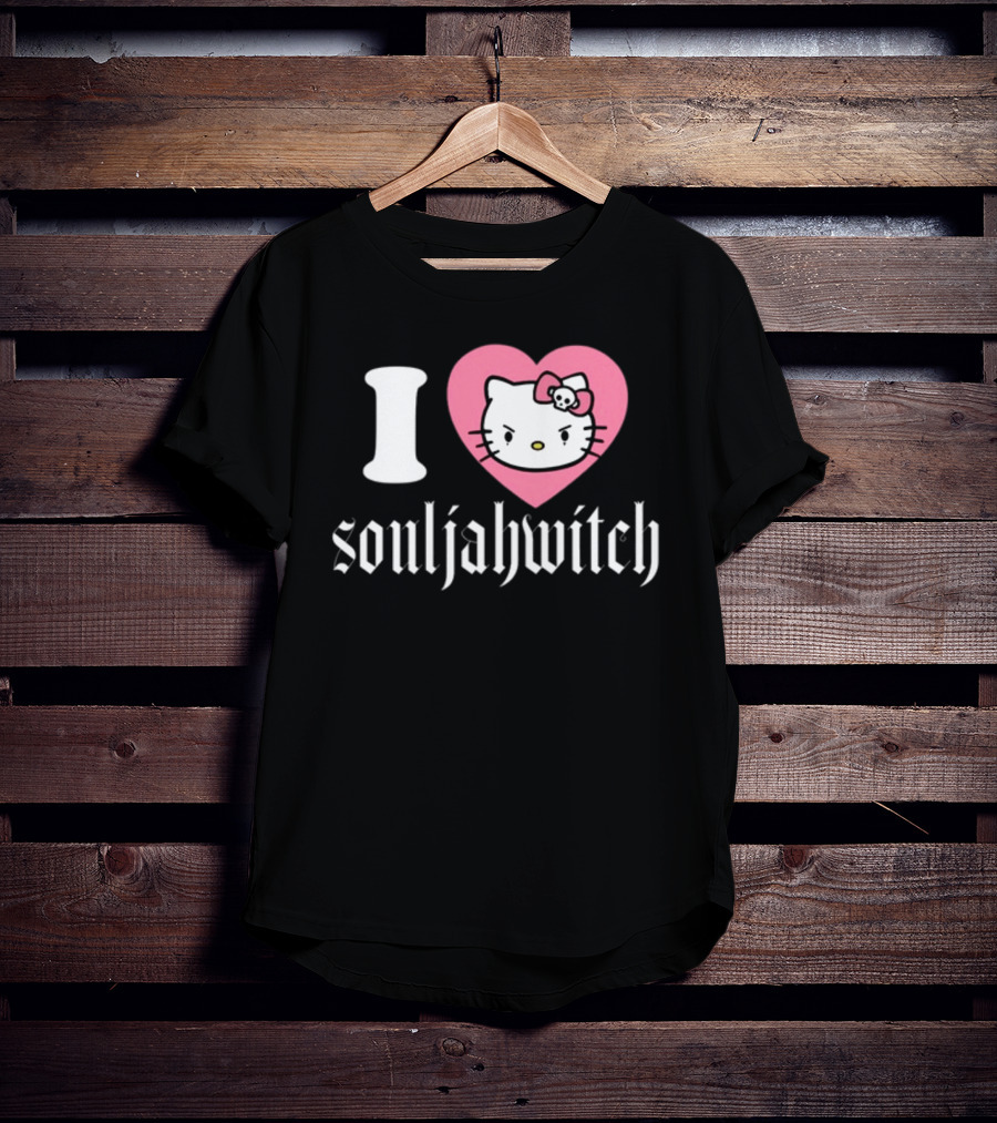 I Love Souljahwitch Cute Cat In Pink Heart T-Shirt